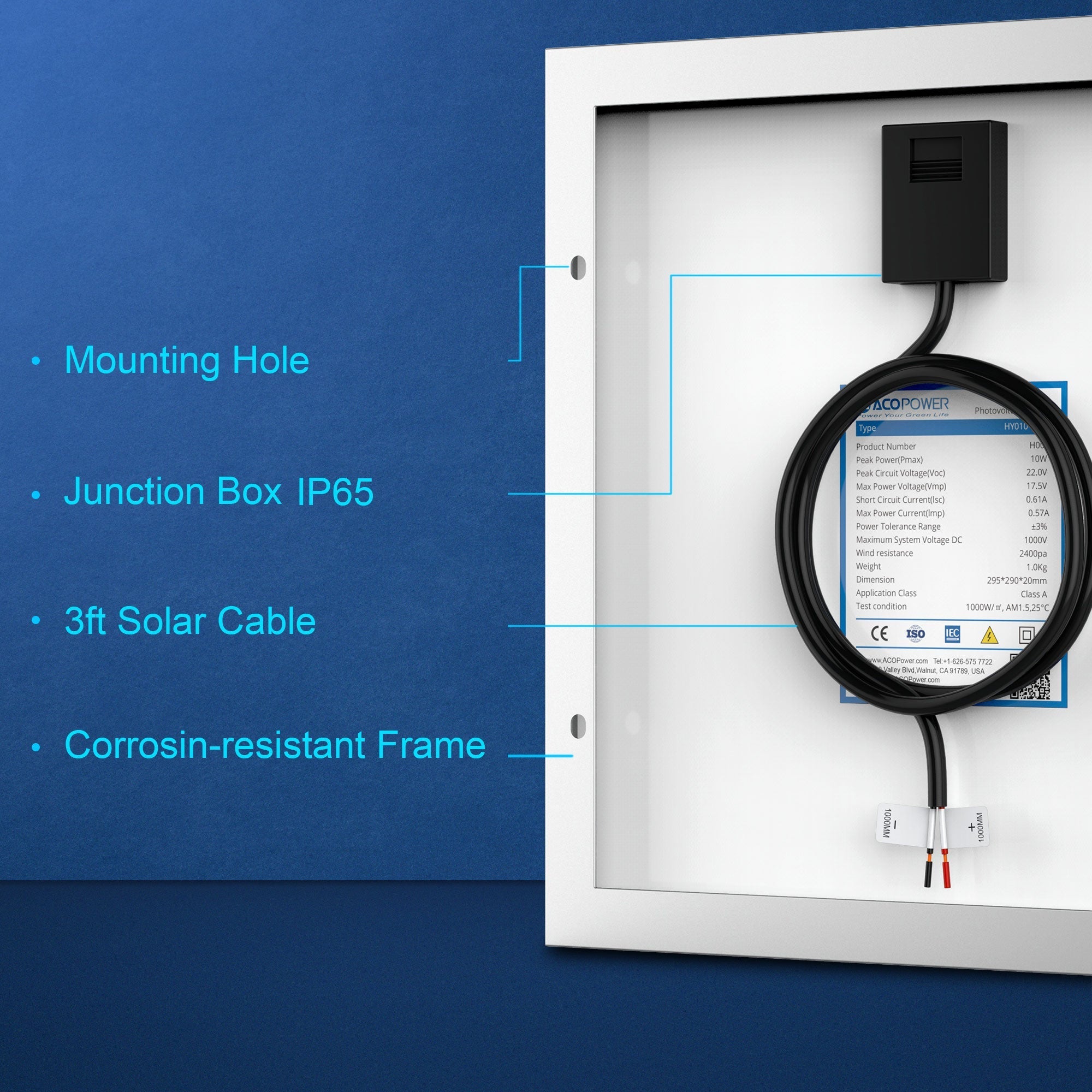 10 Watt 12 Volt Monocrystalline Solar Panel - KMT WAREHOUSE