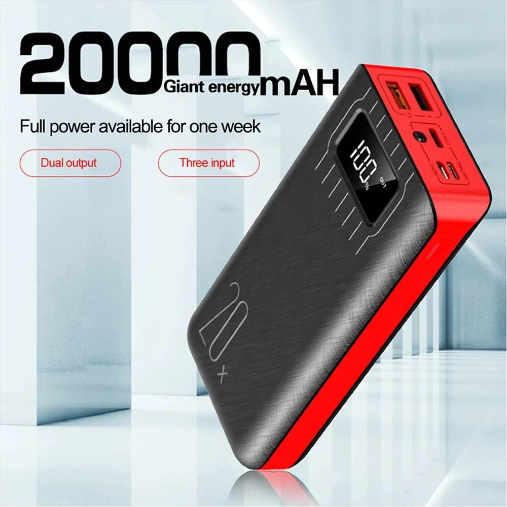 20000mAh External Battery Power Bank Dual USB With LED Flashlight - KMT WAREHOUSE