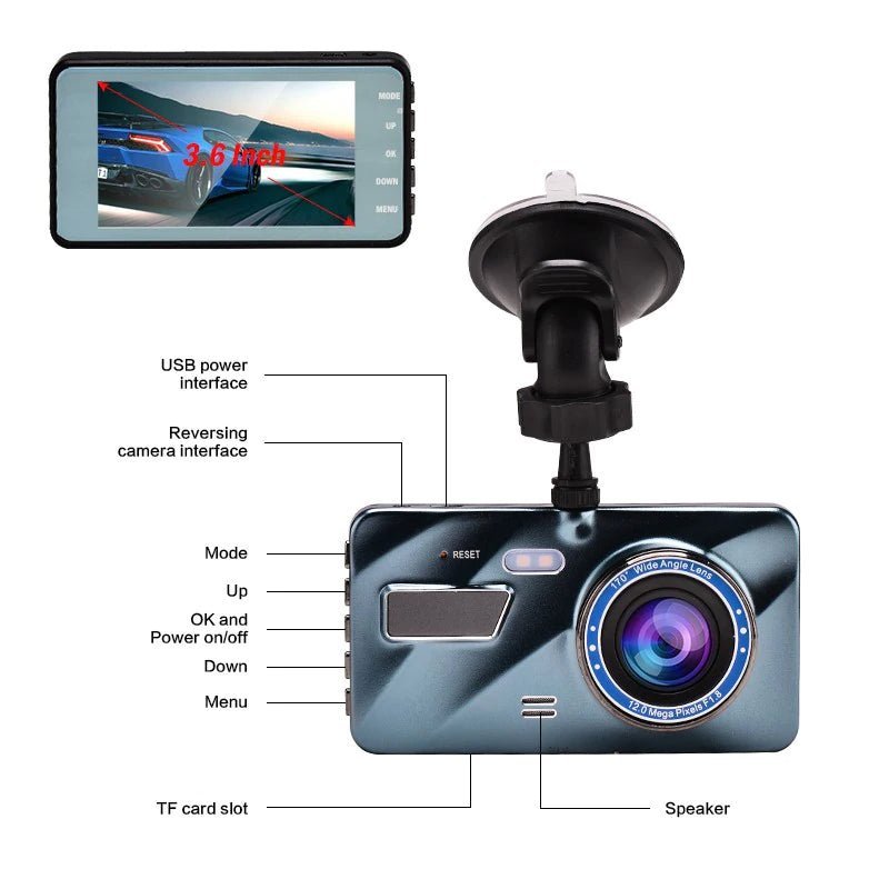 3 in 1 Rear View Dual Camera Full HD Night Vision Car Dash Camera - KMT WAREHOUSE