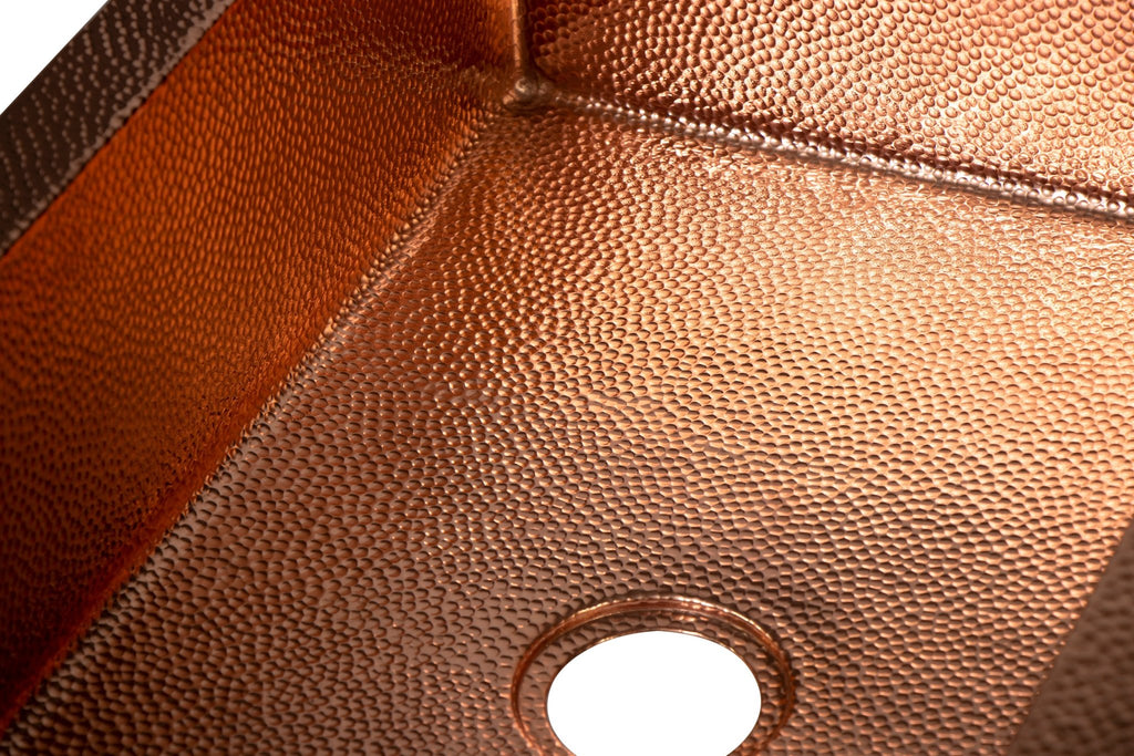 33" Drop - in Single Well Plain Hammered Copper Kitchen Sink - KMT WAREHOUSE