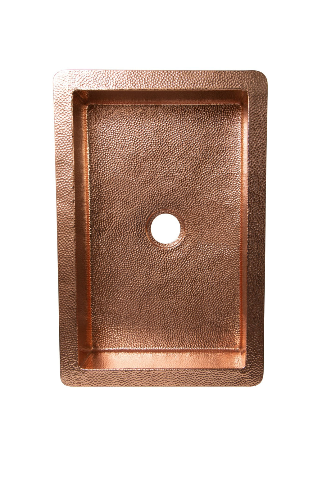 33" Drop - in Single Well Plain Hammered Copper Kitchen Sink - KMT WAREHOUSE