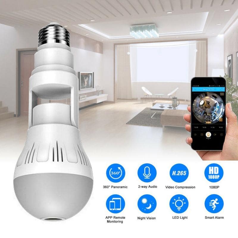 360° Panoramic Hidden Light Bulb Wifi Camera - KMT WAREHOUSE