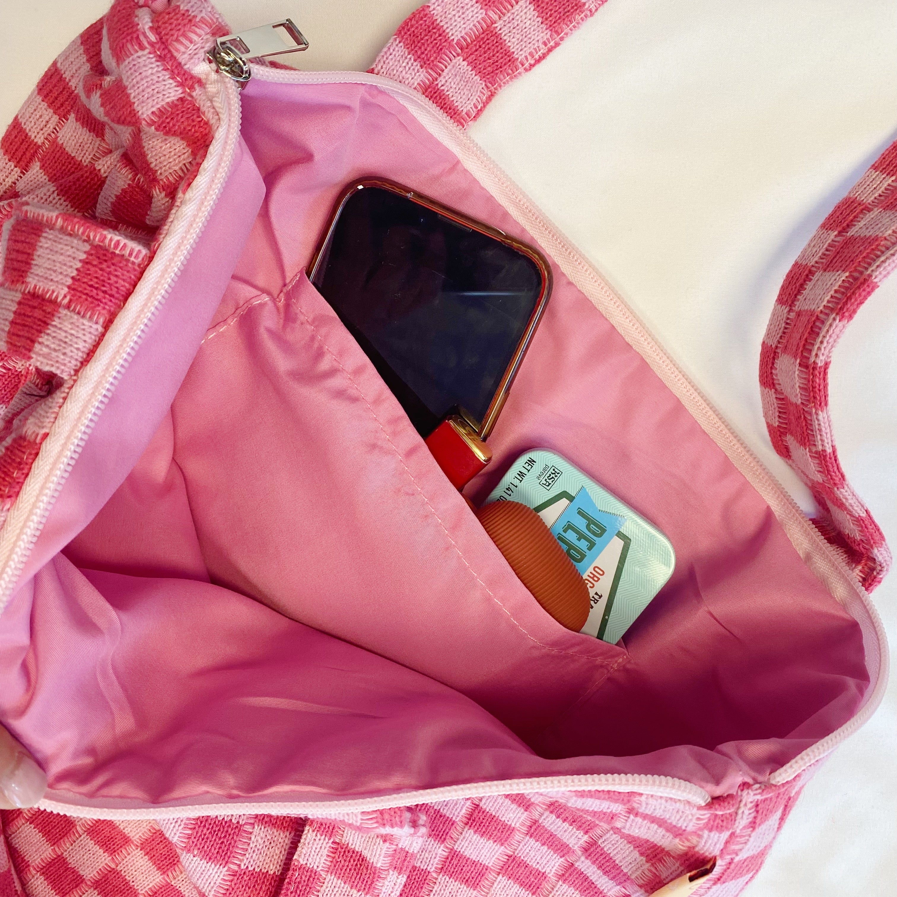 Check Yourself Wellness Tote - Checkered Yoga & Spa Essentials Bag