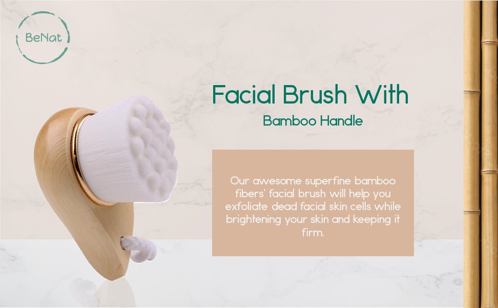 Facial Brush with Bamboo Handle - KMT WAREHOUSE