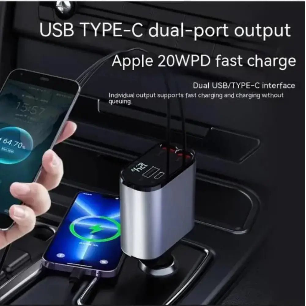 FAST 100W Car Phone Charger Lighter USB And TYPE - C Adapter - KMT WAREHOUSE