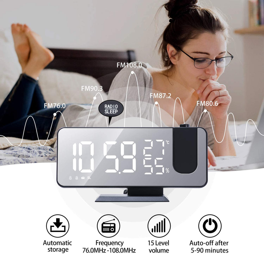 LED Projection Digital Alarm Clock Phone Charger - KMT WAREHOUSE
