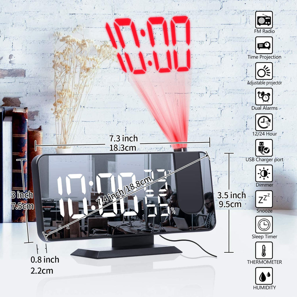 LED Projection Digital Alarm Clock Phone Charger - KMT WAREHOUSE