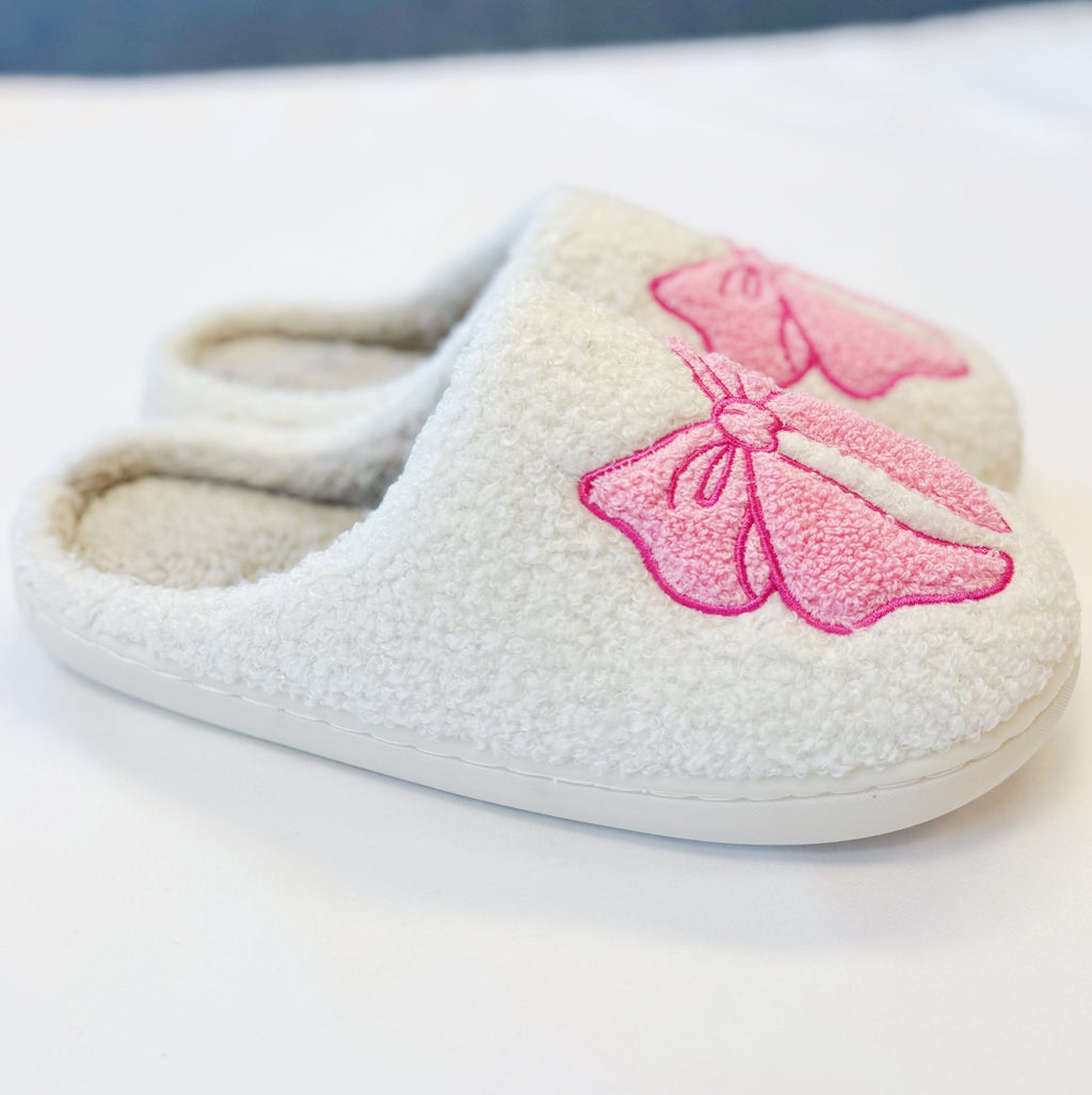 Pink Lounge Bow Cozy Slippers - KMT WAREHOUSE