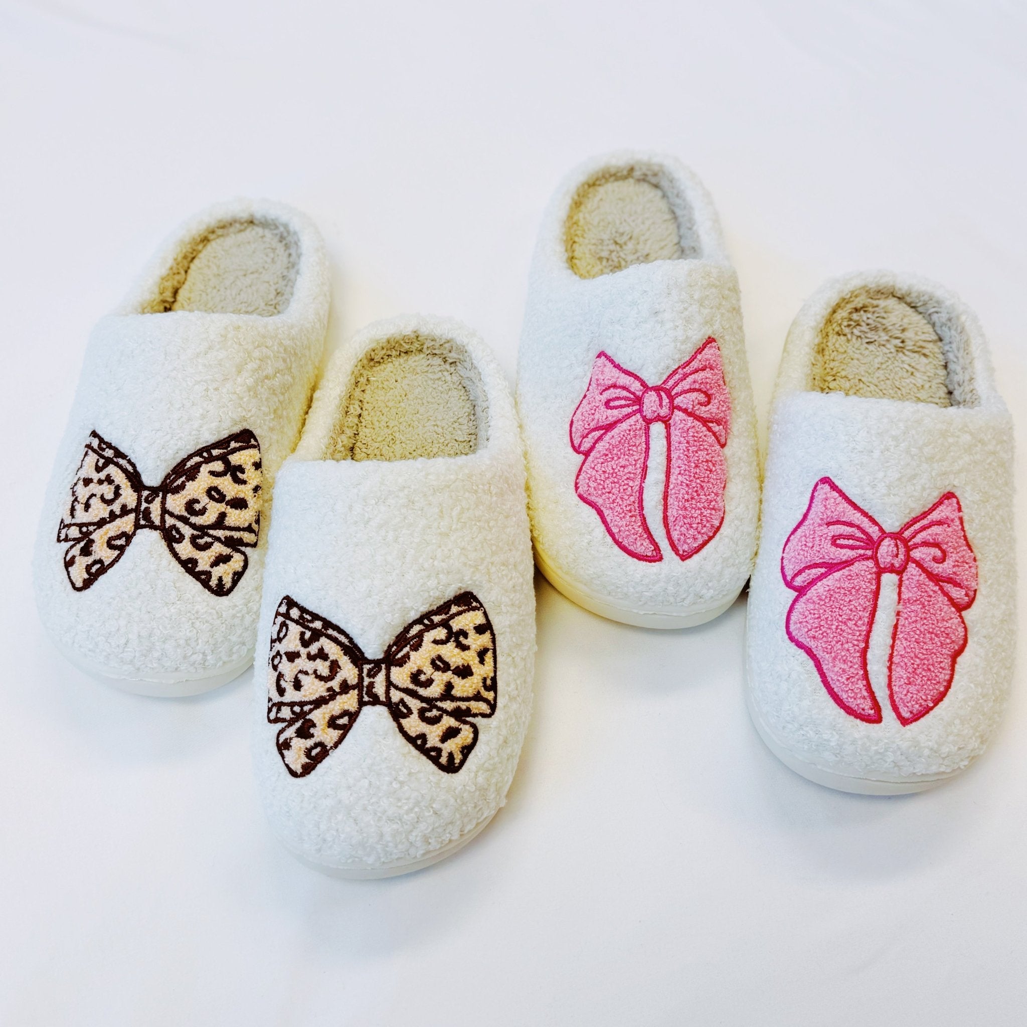 Pink Lounge Bow Cozy Slippers - KMT WAREHOUSE