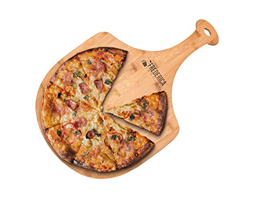 Premium Natural Bamboo Pizza Peel Paddle and Cutting Board (For Pizza, Fruit, Vegetables, Cheese) - KMT WAREHOUSE