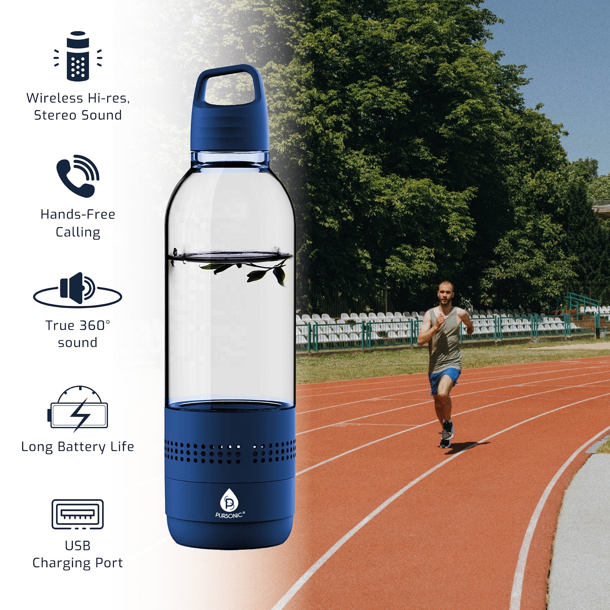 Pursonic 2 - in - 1 Water Bottle with Built - In Wireless Speaker - KMT WAREHOUSE