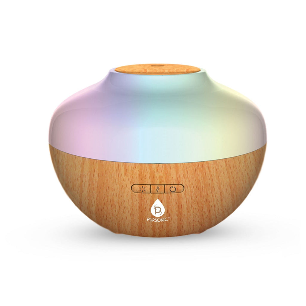 Pursonic Aromatherapy Diffuser & Essential Oil Set - Ultrasonic Top 3 Oils - 300ml with 2 Mist Settings 7 Ambient Light Settings - KMT WAREHOUSE