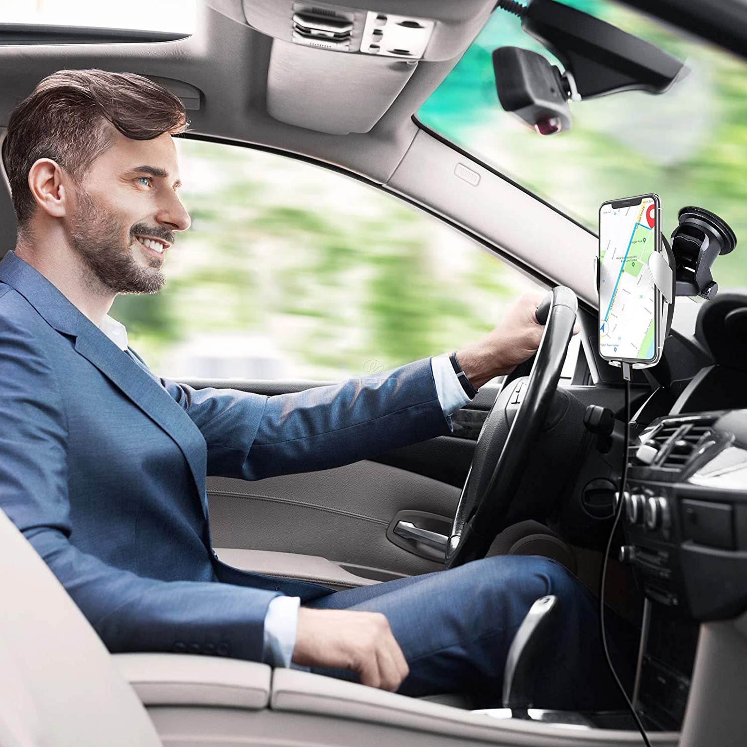 Universal Wireless Car Phone Charger Mount Holder Automatic Clamping - KMT WAREHOUSE