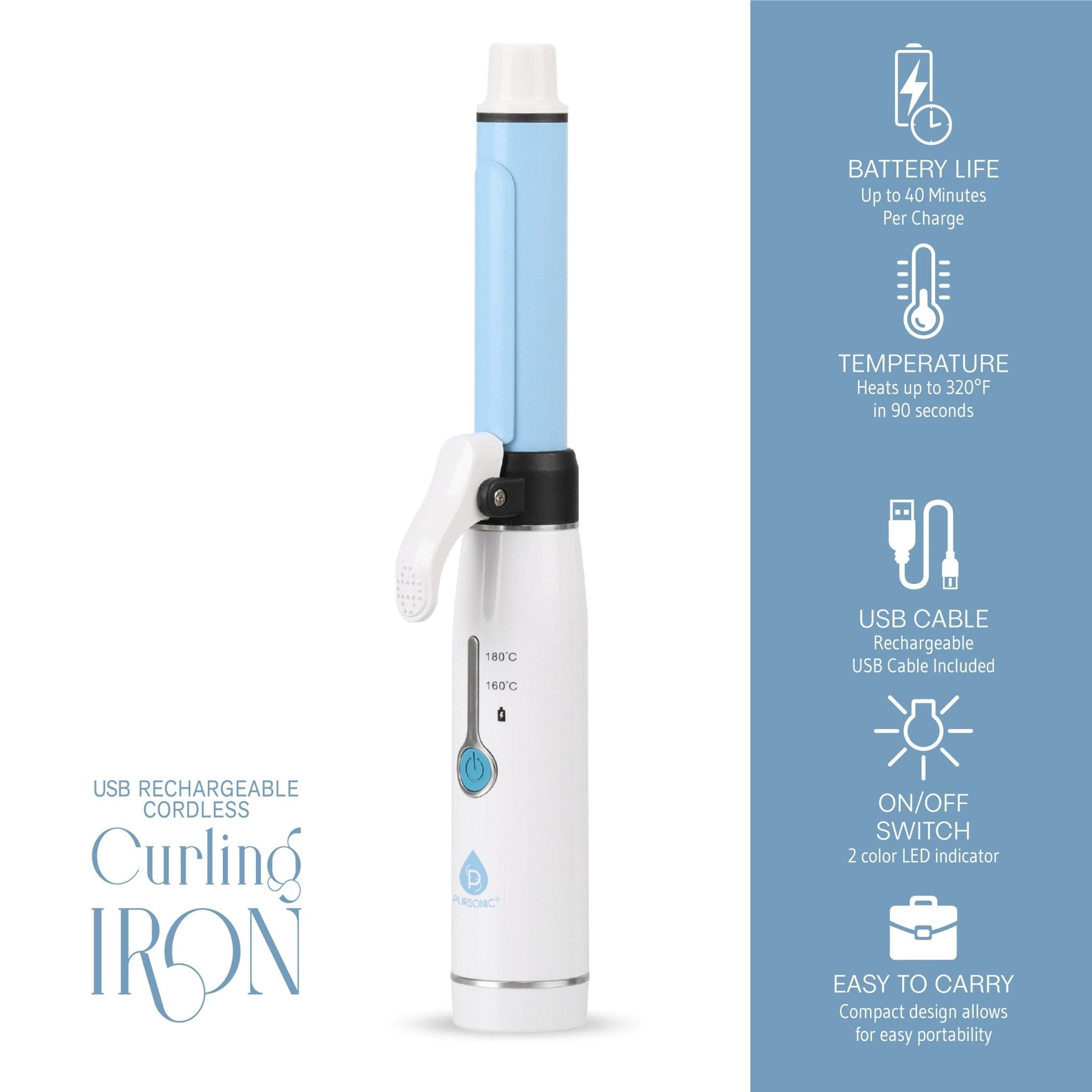 USB Rechargeable Cordless Curling Iron - KMT WAREHOUSE